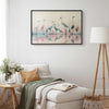 Poster - Birds by the Lake - herons painted in watercolor in a delicate, gray-pink palette