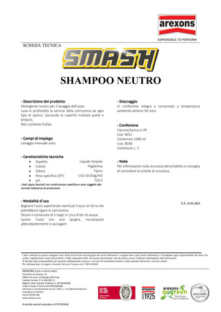 Smash 1lt shampoo neutro per auto