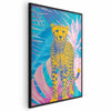 Poster - Exotic Leopard - colorful portrait of a cheetah against tropical leaves
