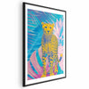 Poster - Exotic Leopard - colorful portrait of a cheetah against tropical leaves