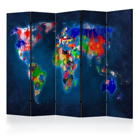 Paravento Room divider – Colorful map