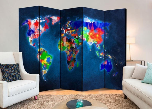 Paravento Room divider – Colorful map