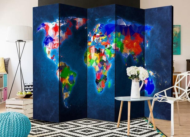 Paravento Room divider – Colorful map