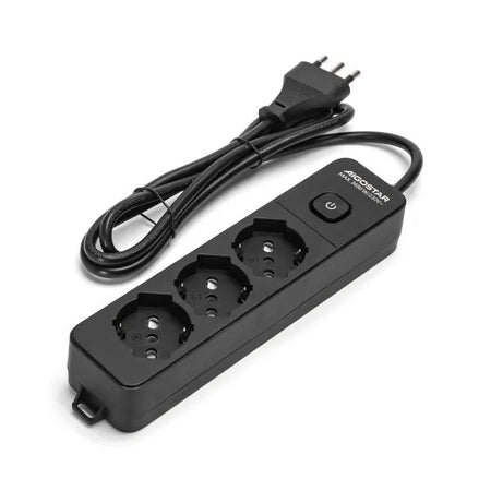 Multipresa nera da 3 posti universali con interruttore cavo da 1,5mt