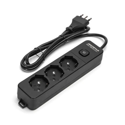 Multipresa nera da 3 posti universali con interruttore cavo da 1,5mt