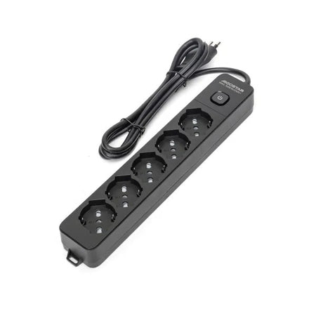 Multipresa nera da 5 posti universali con interruttore cavo da 1,5mt
