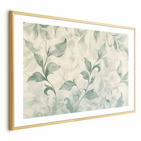 Poster - Watercolor Green-Beige Leaves