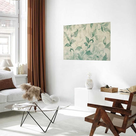 Poster - Watercolor Green-Beige Leaves