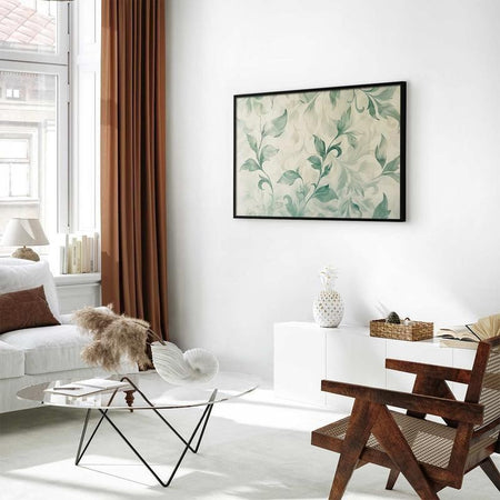 Poster - Watercolor Green-Beige Leaves