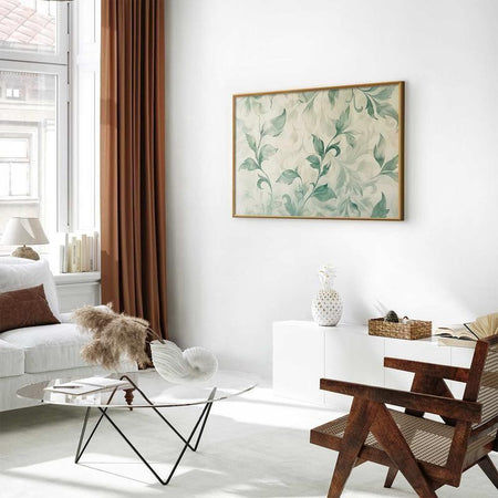 Poster - Watercolor Green-Beige Leaves