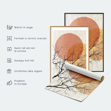 Poster - Watercolor Green-Beige Leaves