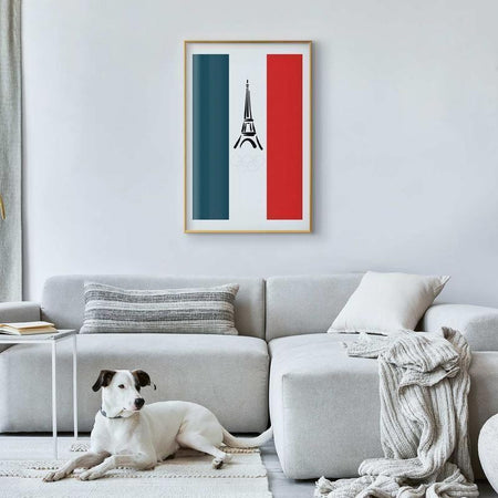 Poster - Graphic Eiffel Tower Against the French Flag