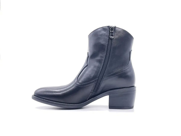 NeroGiardini Stivaletto texano donna pelle nera tacco medio zip