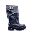 Patrizia Pepe boots donna pelle nera suola carrarmato