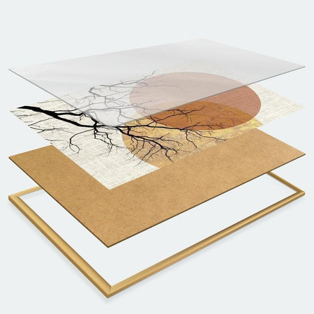 Poster - Ocean Cliffs and Trees Delicate Motif in Pastel Colors