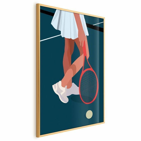 Poster - Tennis Player with a Red Racket on the Court - Illustration