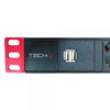Multipresa 6 Posti da Rack 19'' con Interruttore 2xUSB Spina Italiana 1U