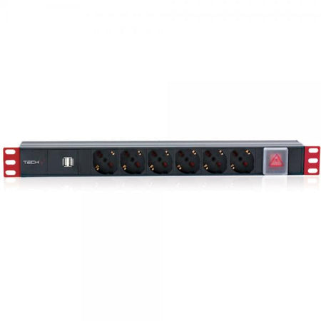 Multipresa 6 Posti da Rack 19'' con Interruttore 2xUSB Spina Italiana 1U