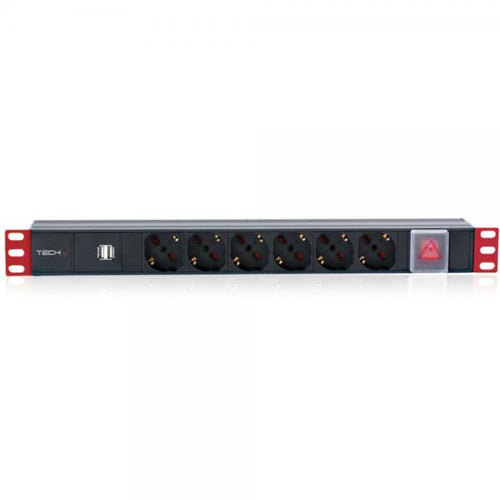 Multipresa 6 Posti da Rack 19'' con Interruttore 2xUSB Spina Italiana 1U