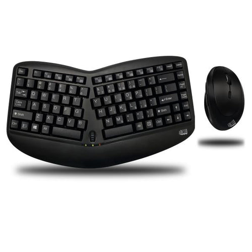 Adesso Tru-Form Media 1150 tastiera Mouse incluso Universale RF Wireless QWERTY Inglese Nero (WIRELESS MINI ERGO KEYBOARD AND - MOUSE COMBO WKB-1150CB) - Versione UK
