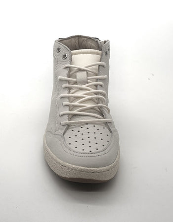 Folly sneakers uomo mid pelle bianca suola beige