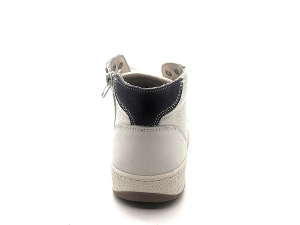 Folly sneakers uomo mid pelle bianca suola beige