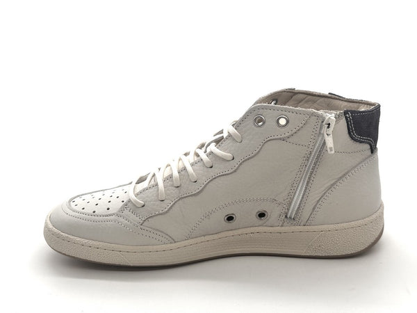 Folly sneakers uomo mid pelle bianca suola beige