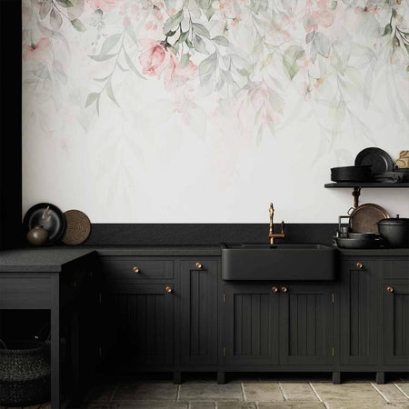 Carta da Parati Cascata di Rose Chiare