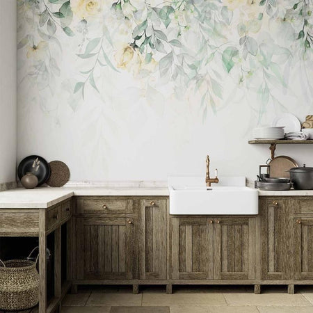 Carta da Parati Cascata di Rose Verdi