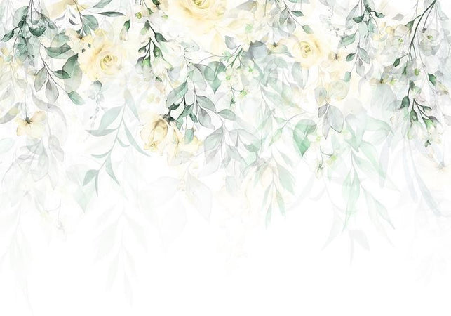 Carta da Parati Cascata di Rose Verdi