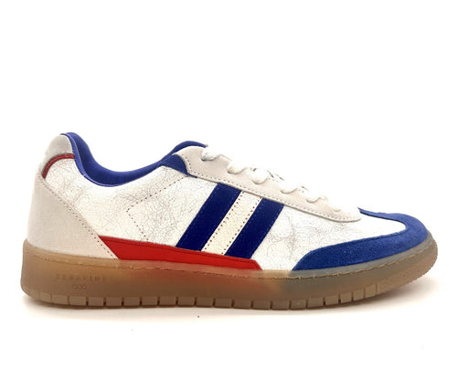 SERAFINI Sneakers uomo CHALLENGE in pelle White Crackle Blue Red