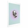 Poster - Metallic Form - abstract sculpture on a mint background with a purple halo