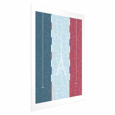 Poster - Illustration of a Pool Against the French Flag