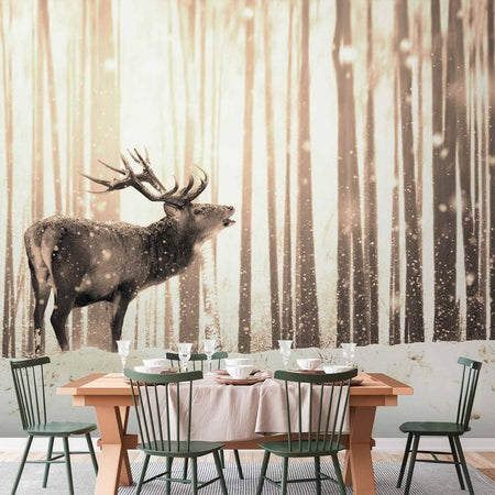 Fotomurale adesivo Deer in the Snow (Sepia)