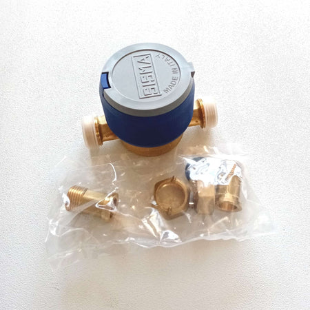 Contatore d'acqua da 1/2" con raccordi - omologato