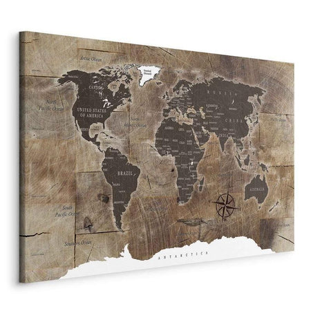 Quadro World Map: Wooden Mosaic