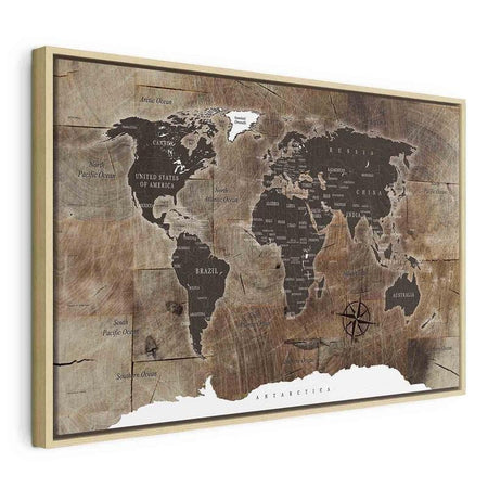 Quadro World Map: Wooden Mosaic