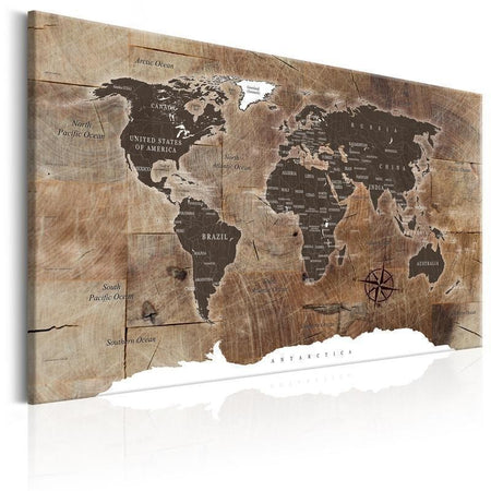Quadro World Map: Wooden Mosaic