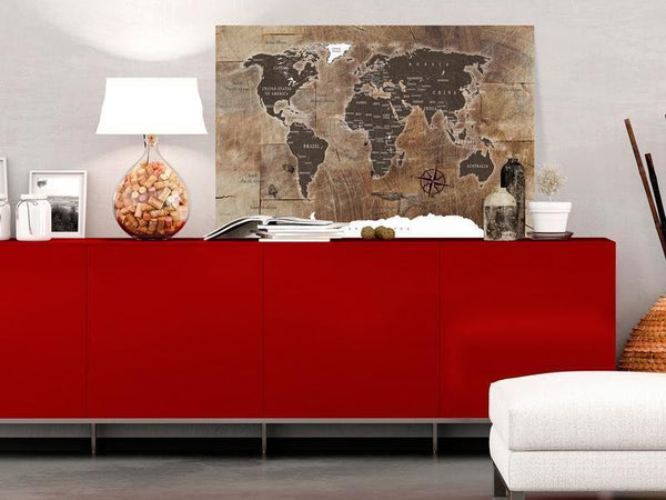 Quadro World Map: Wooden Mosaic