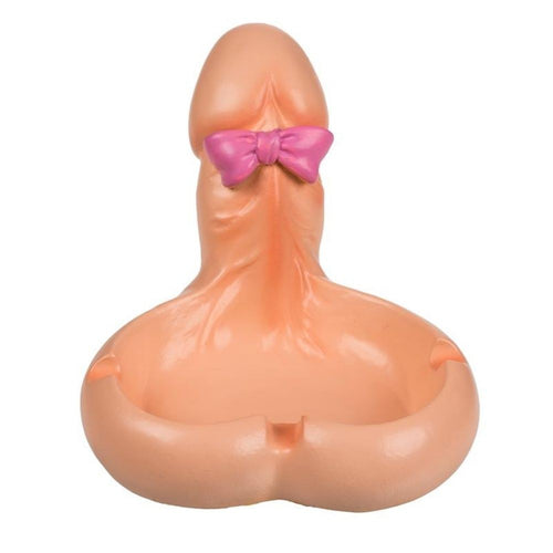 POSACENERE IN POLIRESINA, PENE CON FIOCCO ROSA OOTB
