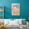Poster - Colorful Chaos - dynamic shapes in shades of pink, yellow, and blue