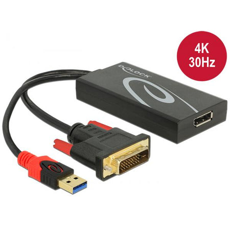 DeLOCK 0.3m, DVI 24+1 + USB-A/Displayport 20p 0,3 m DVI-D + USB HDMI Nero (Delock - video transformer - sort)