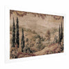 Poster - Mediterranean Landscape - Old Tapestry with a Hill and Lake