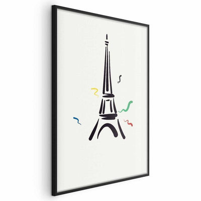 Poster - Black Illustration of the Eiffel Tower on a Light Background