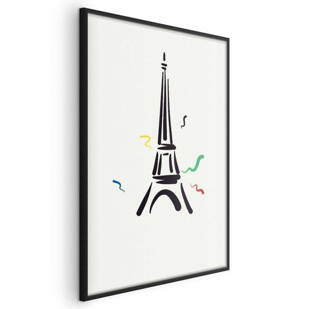 Poster - Black Illustration of the Eiffel Tower on a Light Background