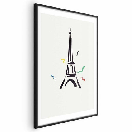 Poster - Black Illustration of the Eiffel Tower on a Light Background
