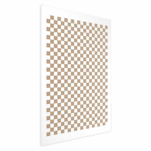 Poster - Geometry and Browns - a chessboard pattern in neutral shades