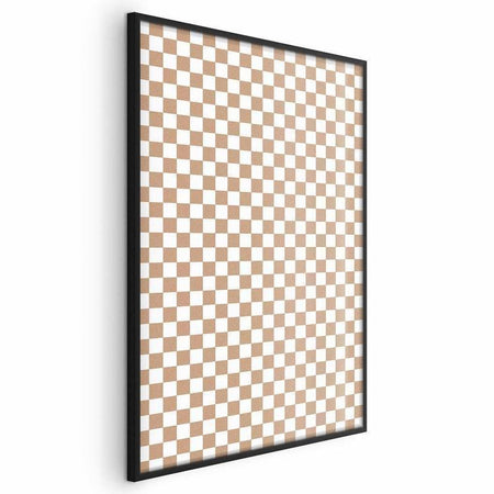 Poster - Geometry and Browns - a chessboard pattern in neutral shades