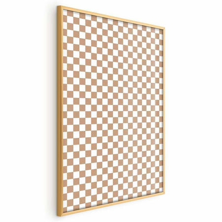 Poster - Geometry and Browns - a chessboard pattern in neutral shades