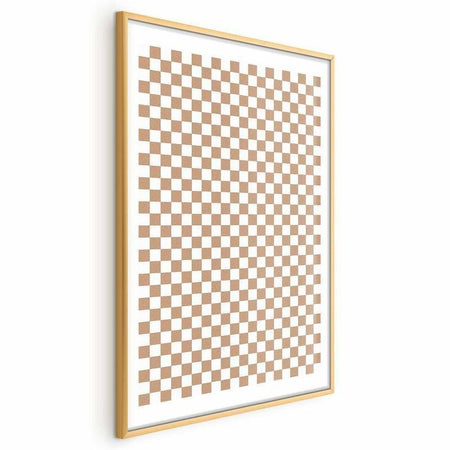 Poster - Geometry and Browns - a chessboard pattern in neutral shades